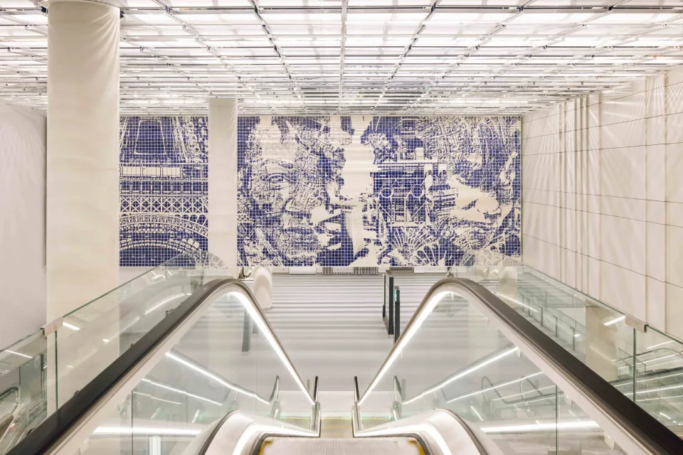 Strates Urbaines (Gare Aéroport d'Orly, Grand Paris Express) — Tiles work, 2024, Paris, France