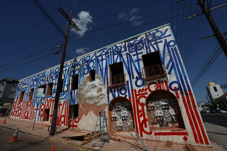 Vhils × Retna Collaboration — Walls work, 2018, Los Angeles, United States